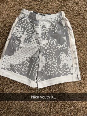 Nike Gray & White Digital Camo Kids Athletic Shorts